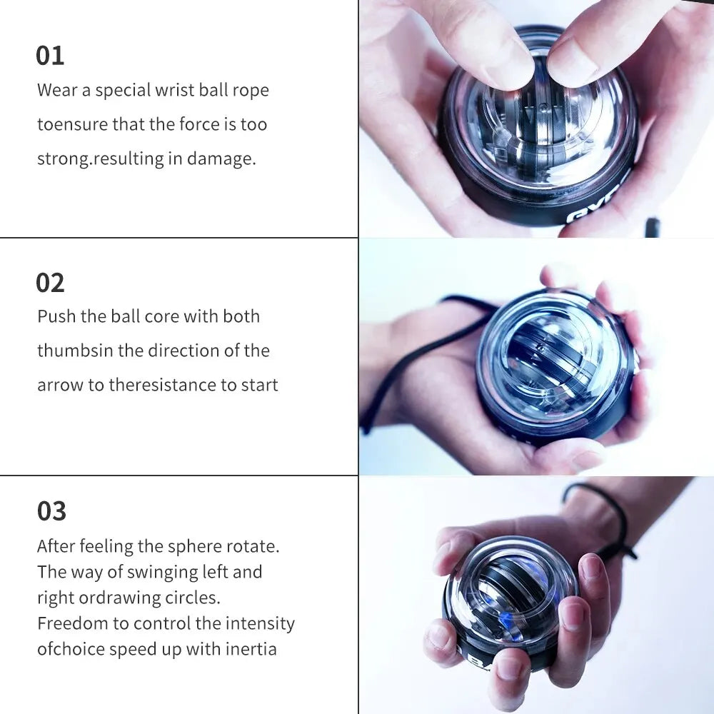 LED Gyro Wrist Ball – Self-Starting Forearm & Grip Trainer