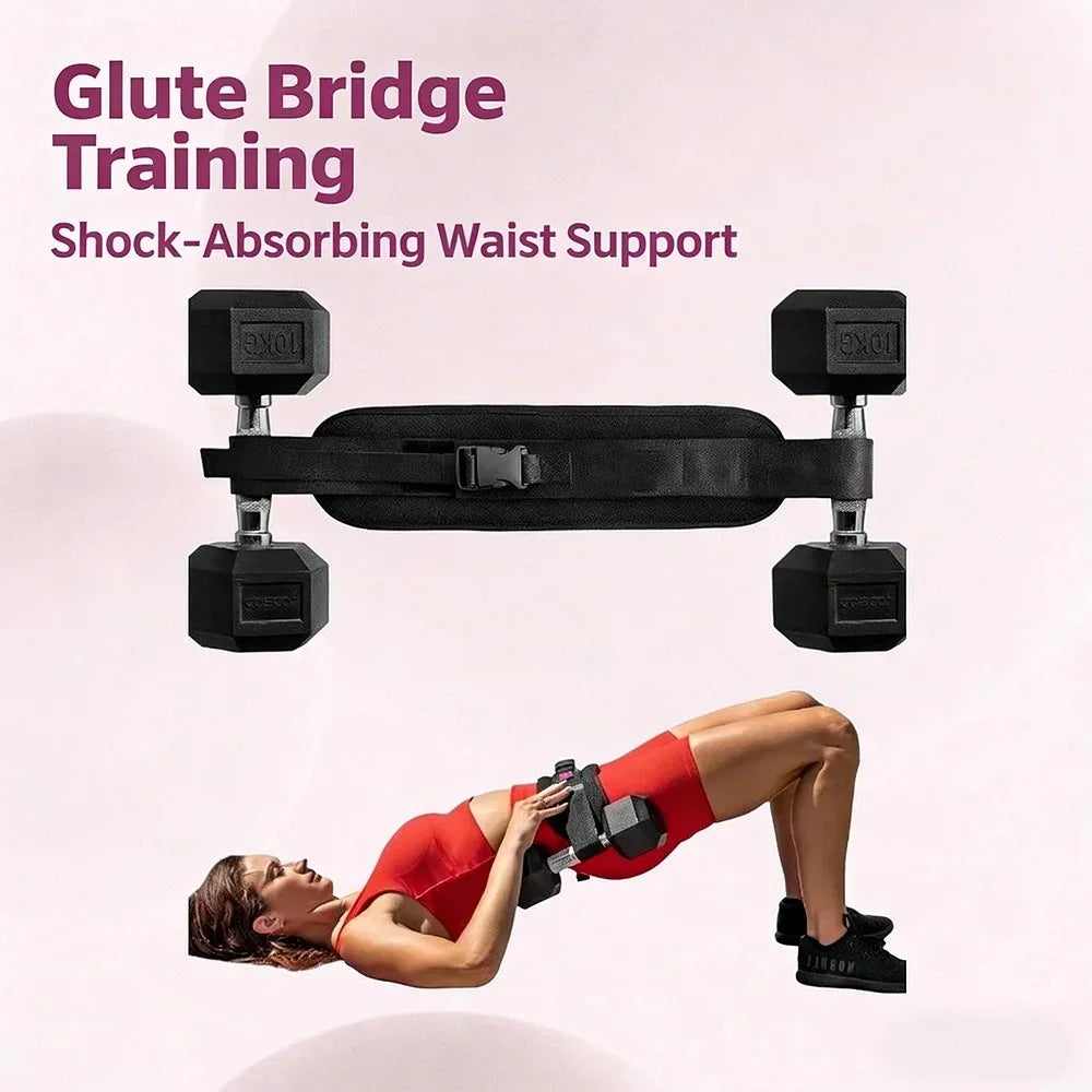 Hip Thrust Belt – Padded Glute Bridge Strap for Dumbbells & Kettlebells